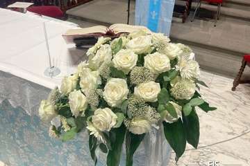 El trono de la Inmaculada Concepción, listo para el día grande de sus fiestas en Jinámar (Telde)/FJS Fotografía.